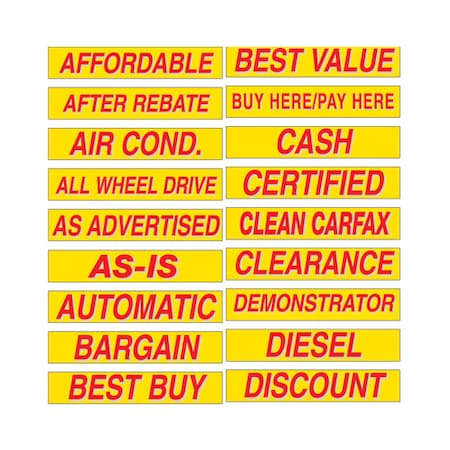 Car Dealer Depot 15" Yellow & Red Adhesive Windshield Slogans: One Owner Pk 132-ON-1